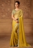 Yellow silk embroidered saree with blouse  502